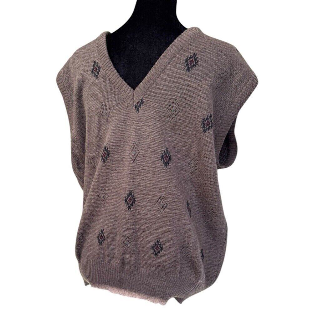 Men’s Wool Blend Sweater Vest Maglificio Medium V-Neck Brown Made in Italy Dad